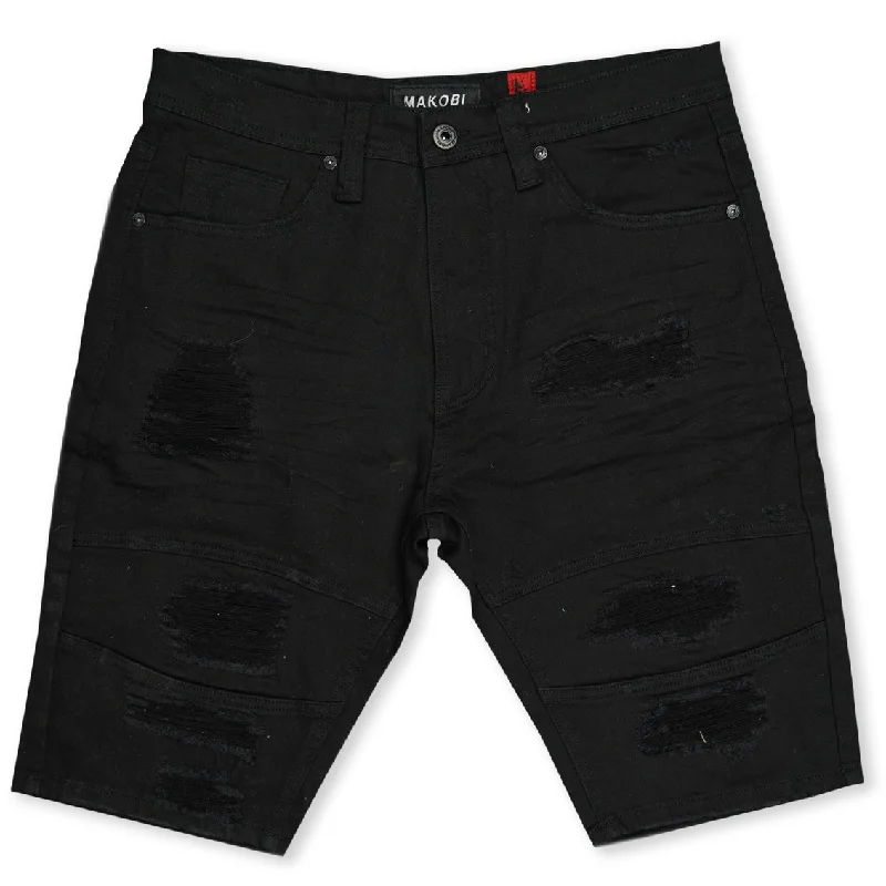 Shorts For Family Events-M760 Avlaki Shredded Twill Shorts - Black