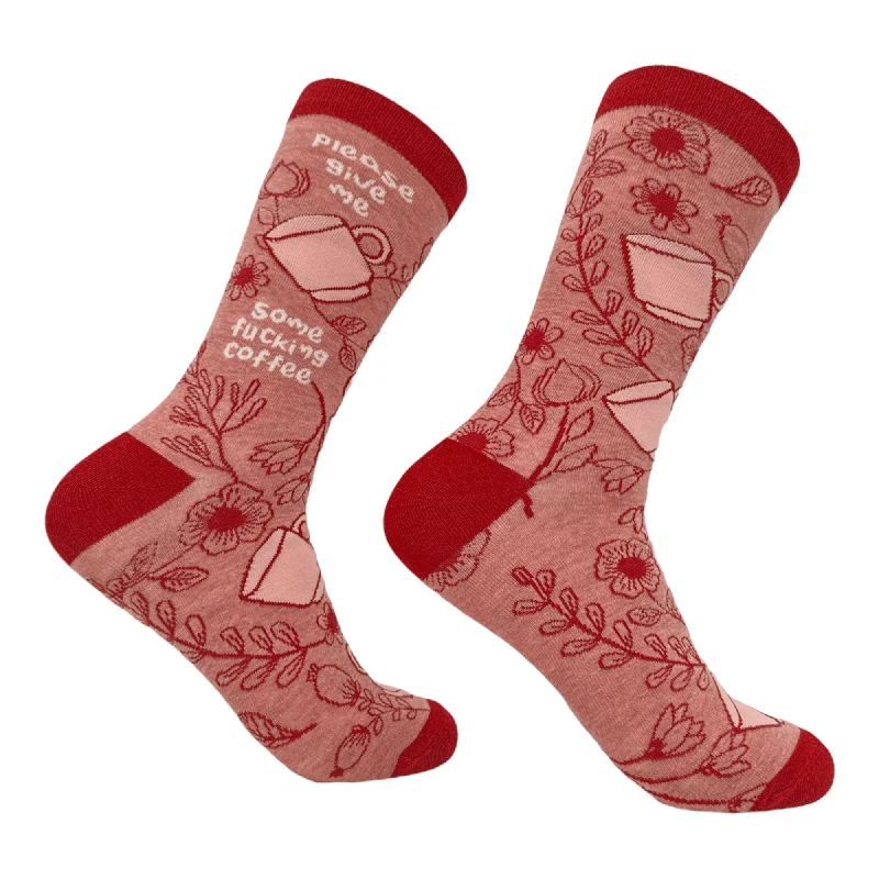 Custom Socks For Global Competitions-Women's Please Give Me Some Fucking Coffee Socks