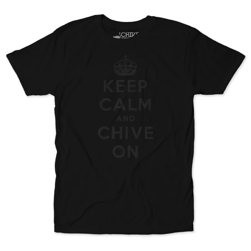 Personalized T-Shirts For Group Fundraisers-Keep Calm And Chive On Blackout Unisex Tee