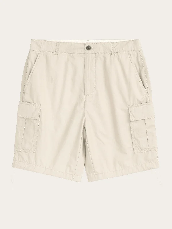 Custom Shorts For Official League Apparel-FIG loose cargo poplin shorts - GOTS/Vegan - Light feather gray