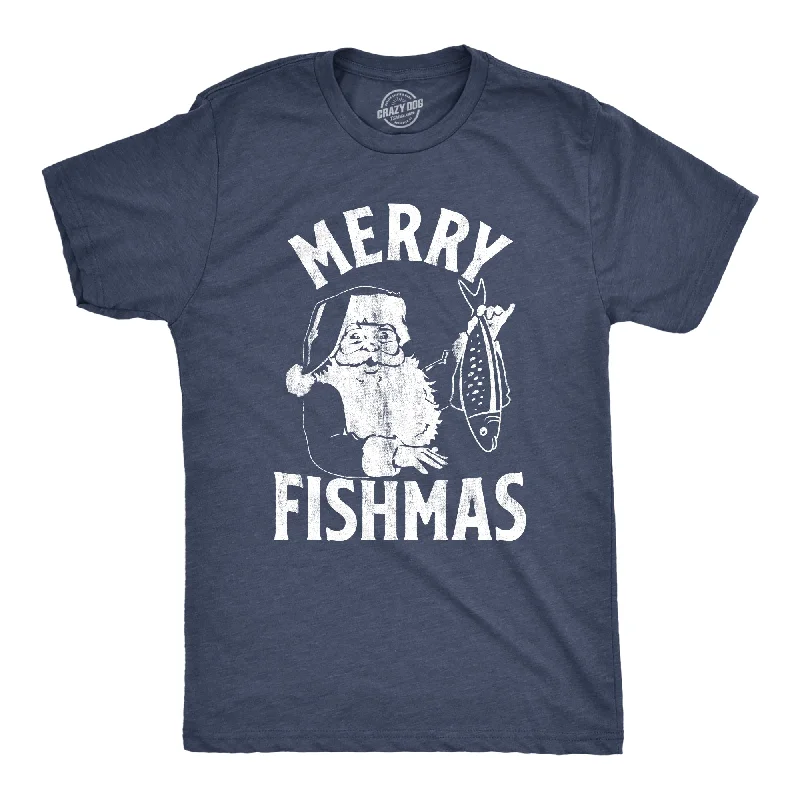 Custom T-Shirts With Bold Graphics-Merry Fishmas Men's T Shirt