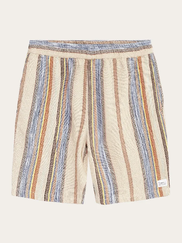 Personalized Shorts For Large-Scale Events-FIG loose shorts - GOTS/Vegan - Beige stripe