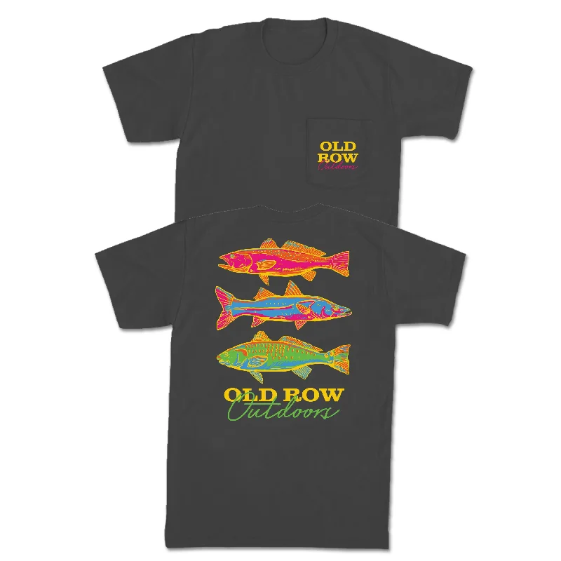 Custom T-Shirts For Supporter Gifts-Old Row Outdoors Neon Fish Pocket Tee