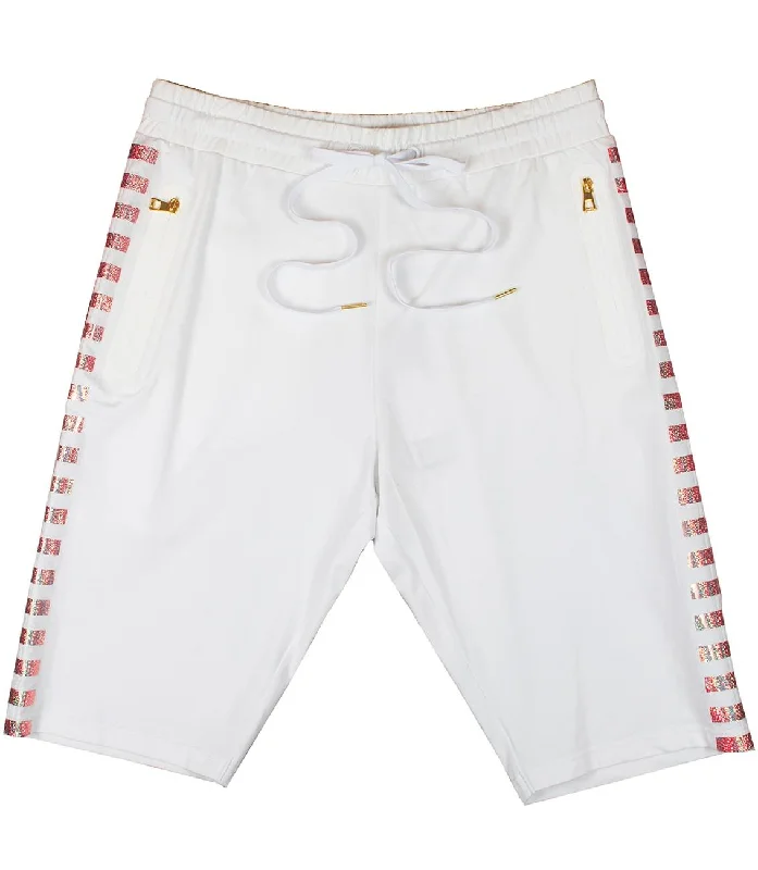 Custom Shorts For Holiday Promotions-M718 Fetti Fiend Jersey Shorts - White/Red