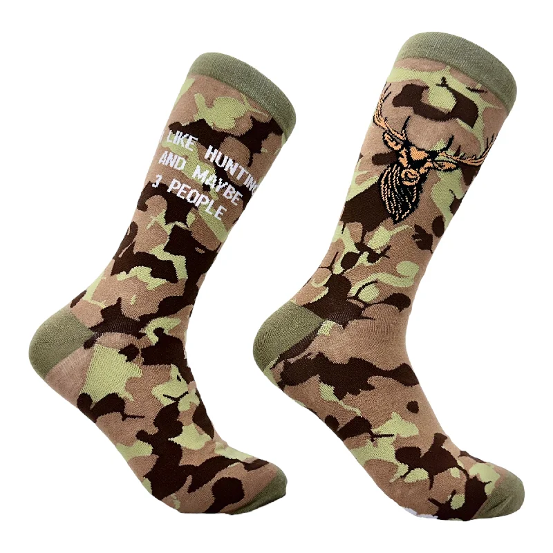 Personalized Socks For Player Participation-Men's I Like Hunting And Maybe 3 People Socks