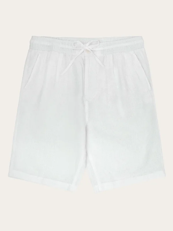 Custom Shorts With Bold Fonts-Loose Linen shorts - Bright White