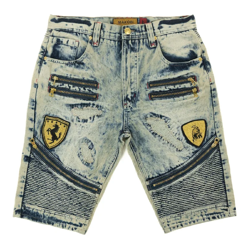 Shorts With Custom Designs & Patterns-M730 Makobi Biker Patch Shorts - Dirt