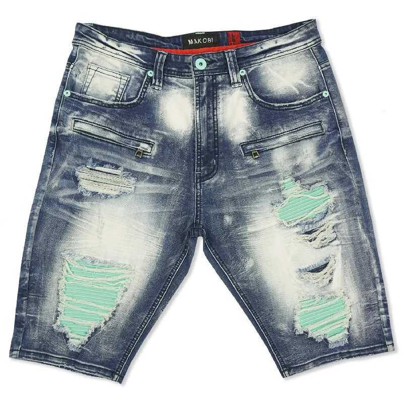 Personalized Shorts For Tournament Winners-M970 Galveston Biker Shredded Shorts - Dark Wash