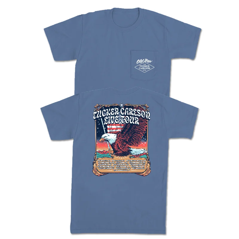 Custom T-Shirts For Player Gifts-Tucker Carlson Live Tour Vintage Pocket Tee