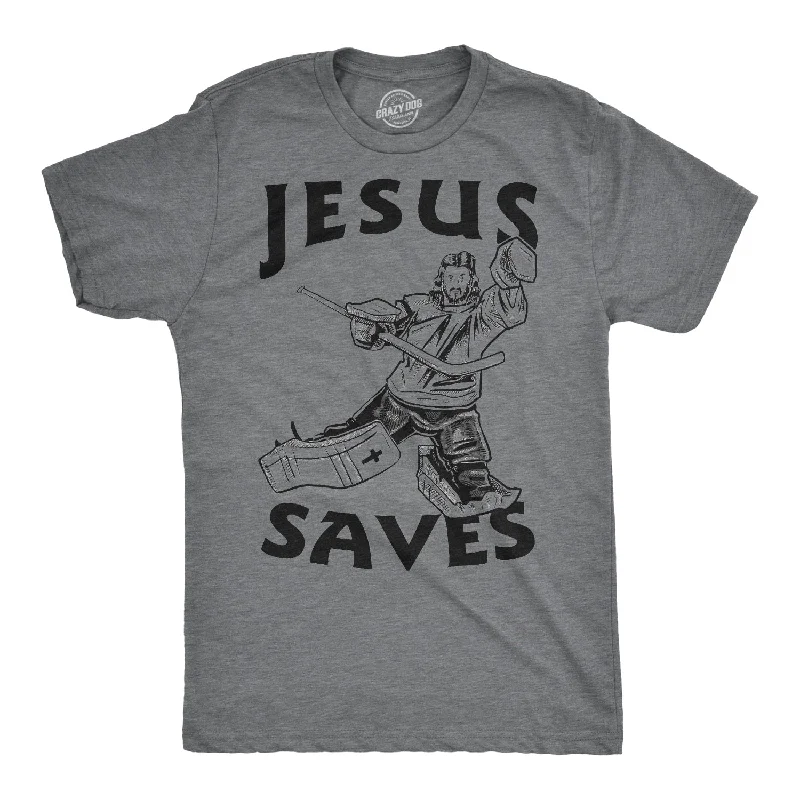 Personalized T-Shirts For Player Appreciation-Jesus Saves Hockey Men's T Shirt