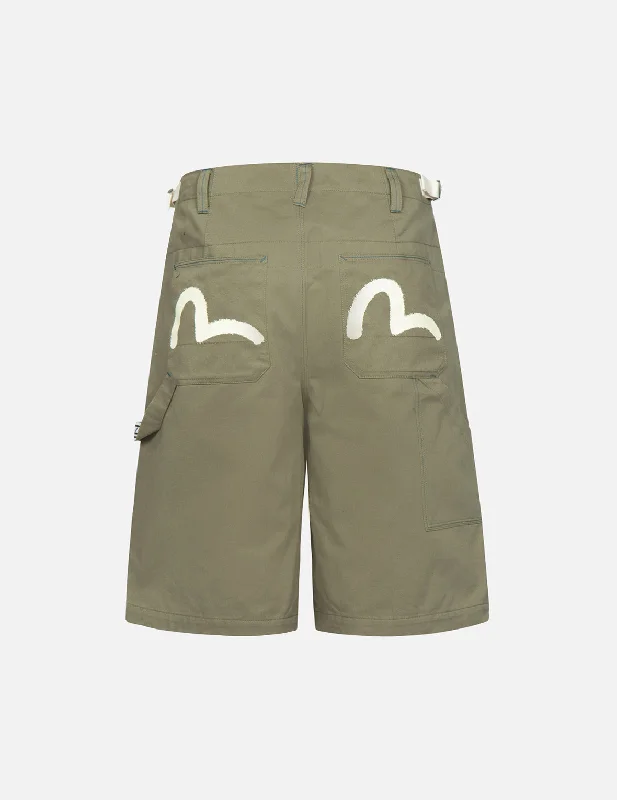 Personalized Shorts For Tournaments-Stencil Slogan and Seagull Print Bermuda Pants