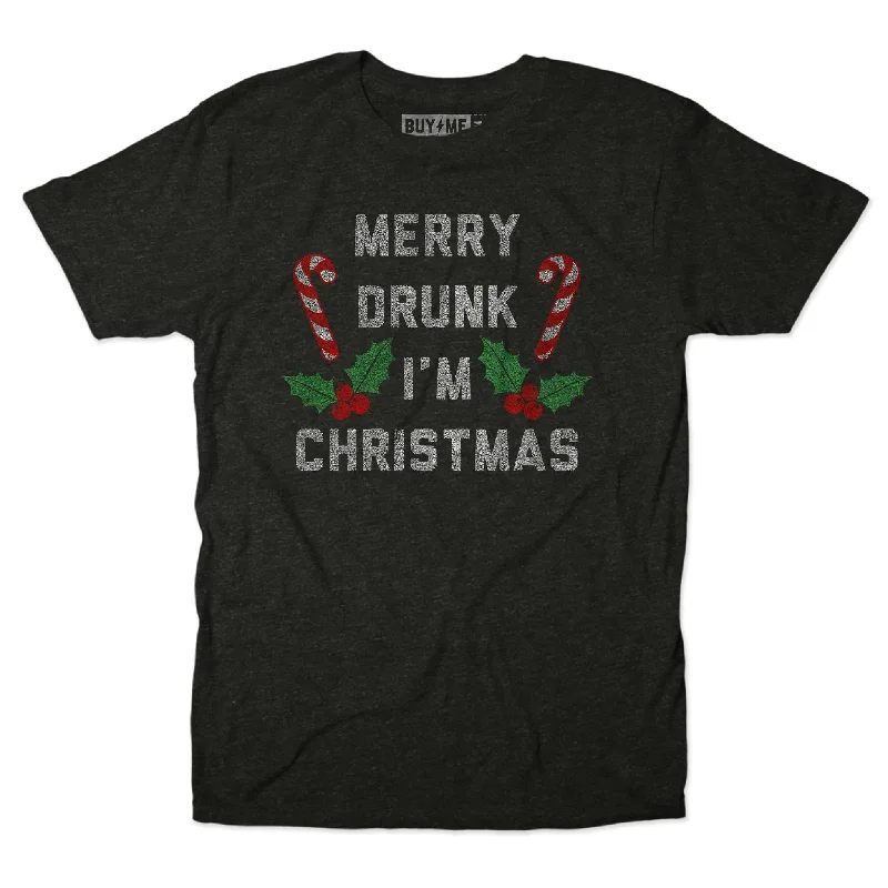 Custom T-Shirts For School Competitions-Merry Drunk I'm Christmas Tee