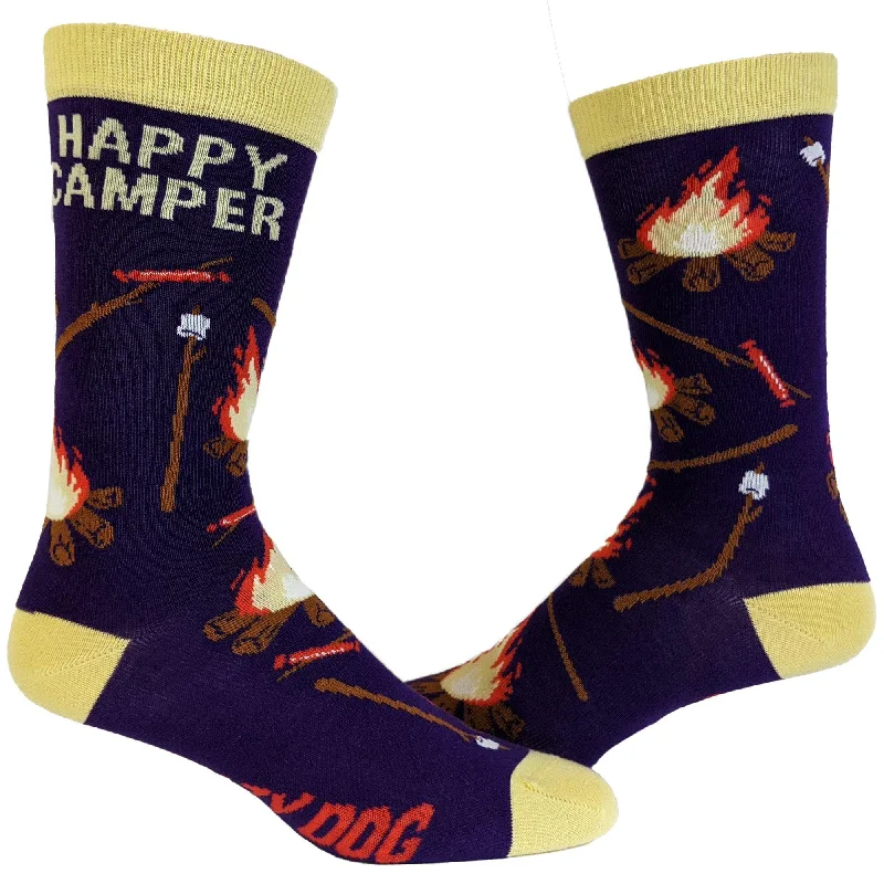 Socks For Youth Camps & Leagues-Mens Happy Camper Socks