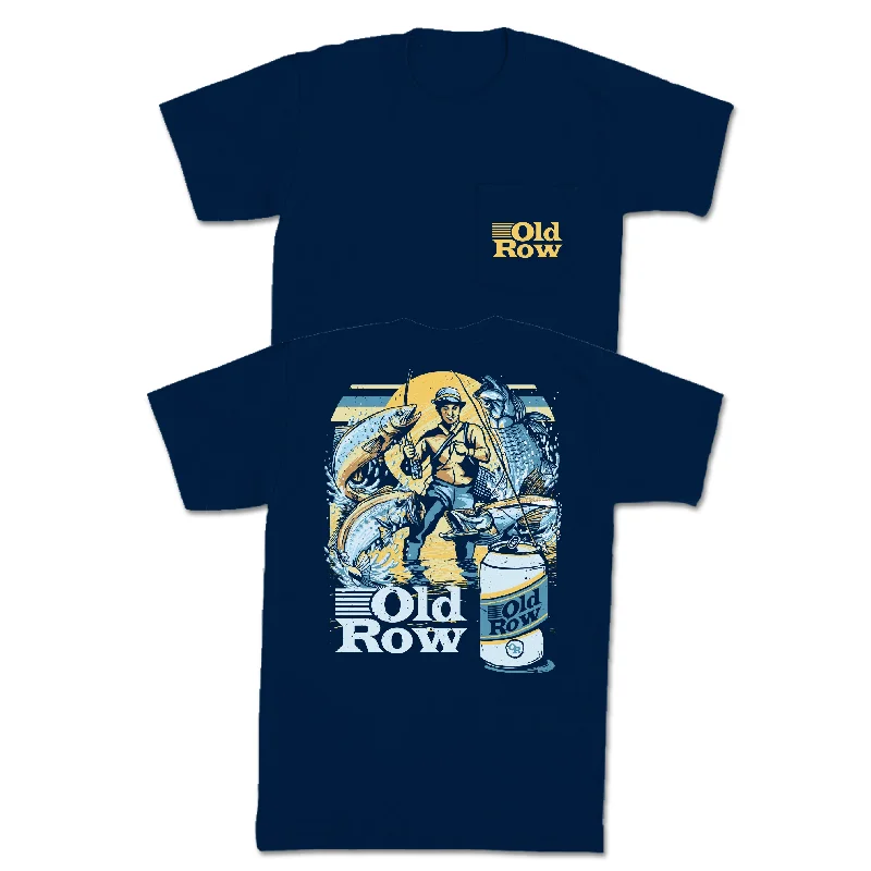 Personalized T-Shirts For Player Gifts-Old Row Vintage Fishing Pocket Tee