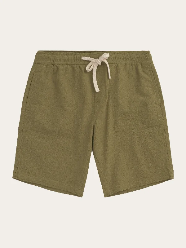 Personalized Shorts For Group Orders-FIG loose crushed cotton shorts - GOTS/Vegan - Burned Olive