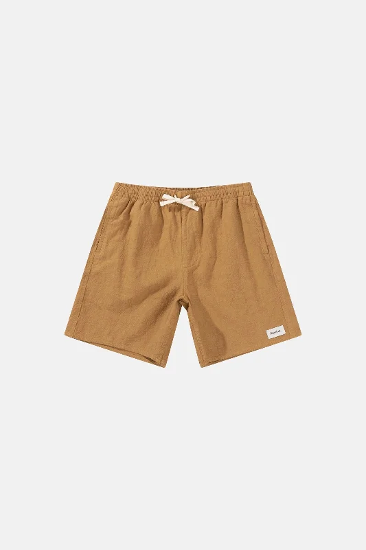 Custom Shorts-Textured Linen Jam Tobacco