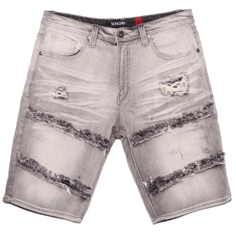 Shorts For Family Events-M967 Noah Denim Shorts - Gray