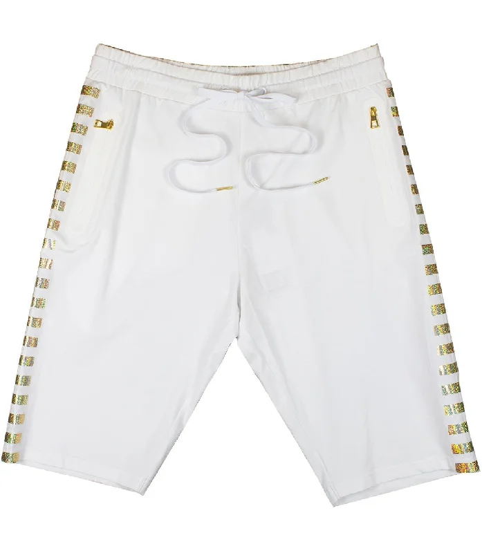 Shorts For Team Celebrations & Recognitions-M718 Fetti Fiend Jersey Shorts - White/Gold