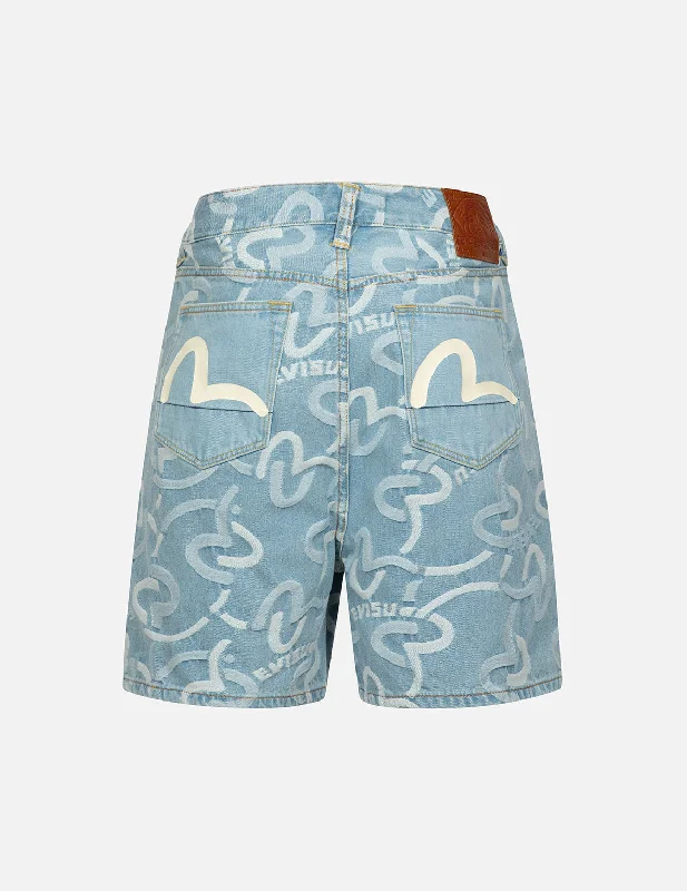 Shorts For Youth Camps & Leagues-Allover Seagull Jacquard Oversized Shorts