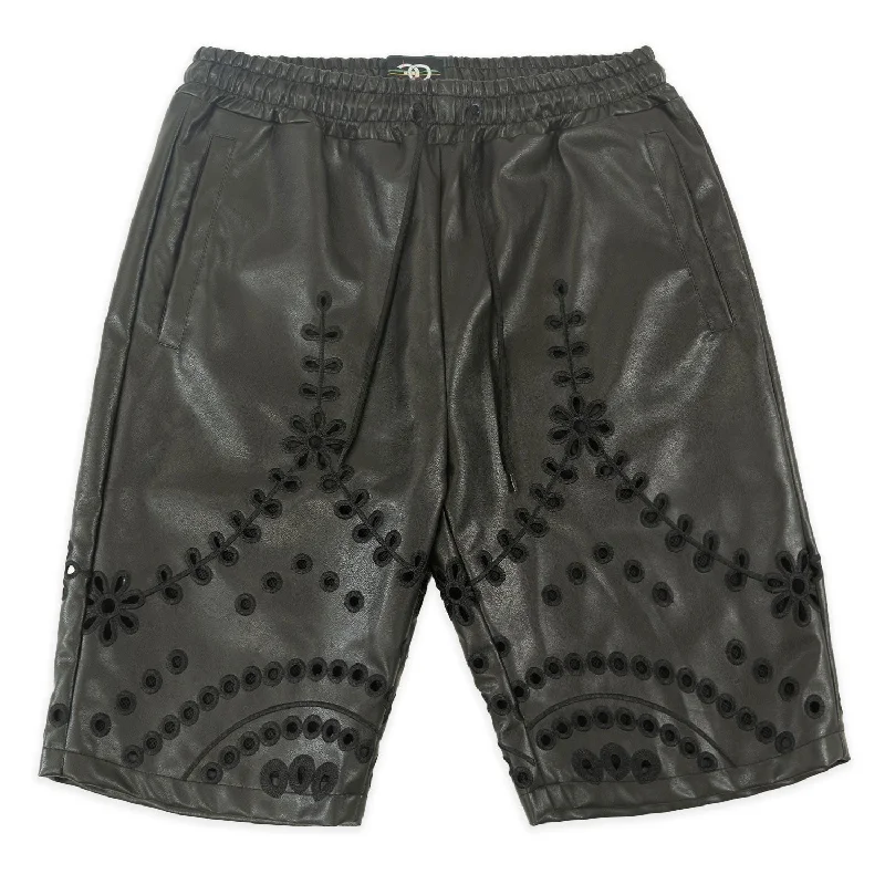 Personalized Shorts For Tournament Events-F601 Cashay Vegan Leather Shorts - Black