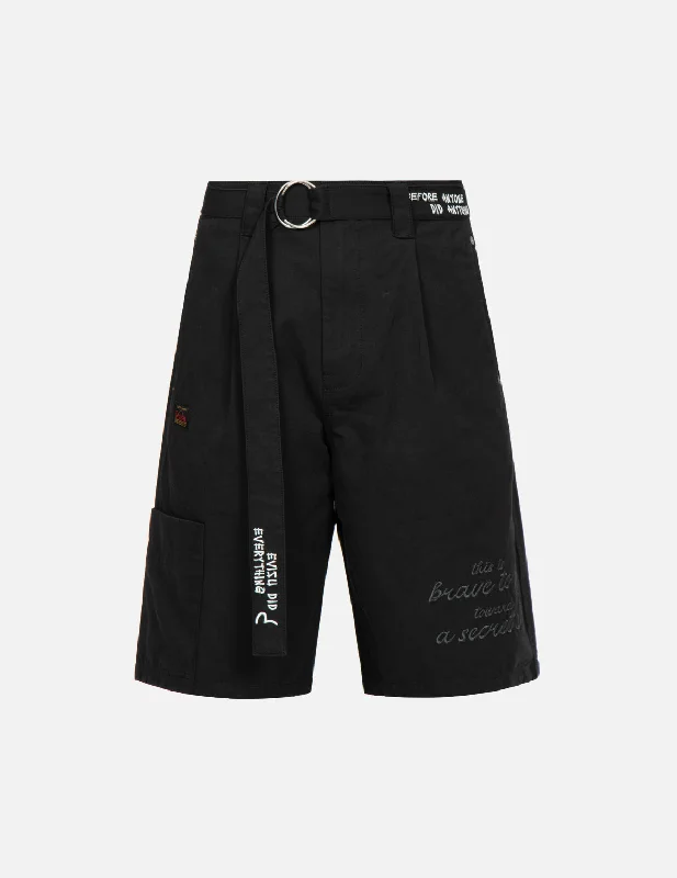 Shorts With Custom Text-Slogan and Kamon Embroidery Cargo Shorts