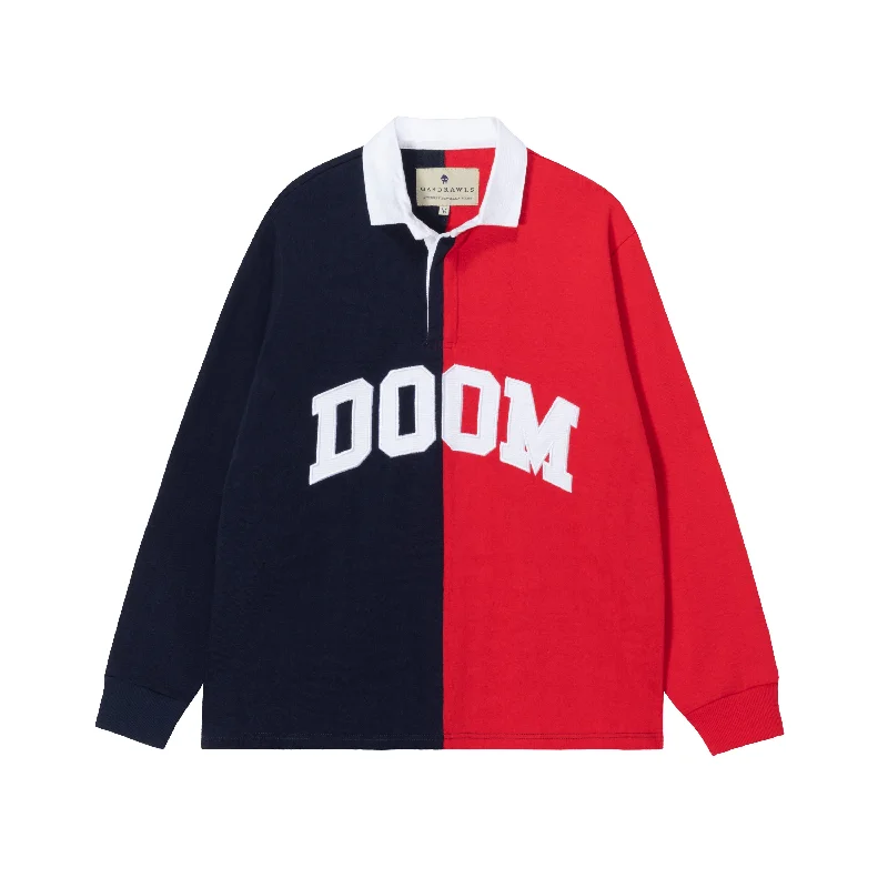 Personalized T-Shirts For Large-Scale Fundraisers-DOOM Rugby (Navy/Red)