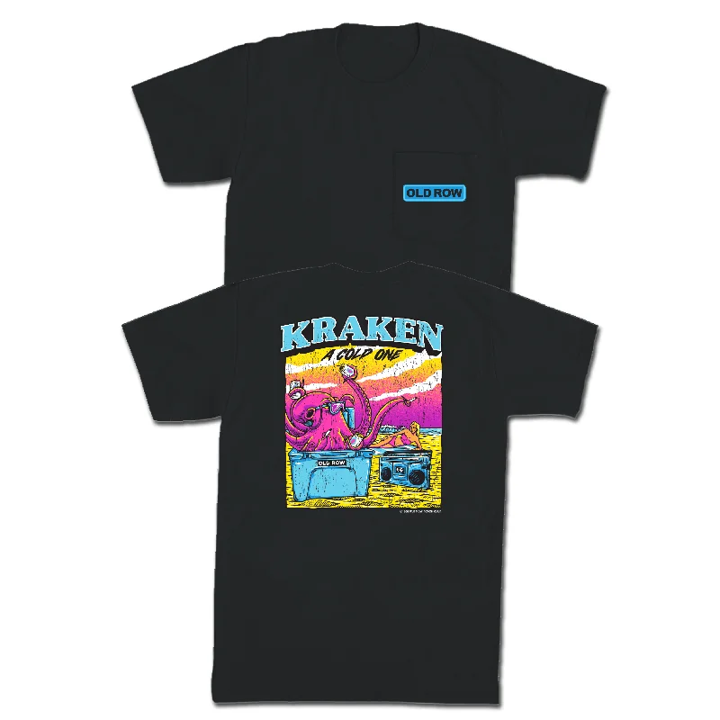 T-Shirts For Custom Player Apparel-Kraken A Cold One Pocket Tee