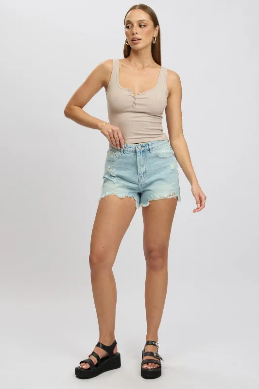 Personalized Shorts For Event Marketing-Denim Relaxed Shorts Mid Rise