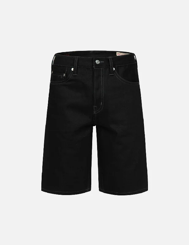 Shorts With Custom Graphics-Samurai and Seagull Embroidery Denim Shorts