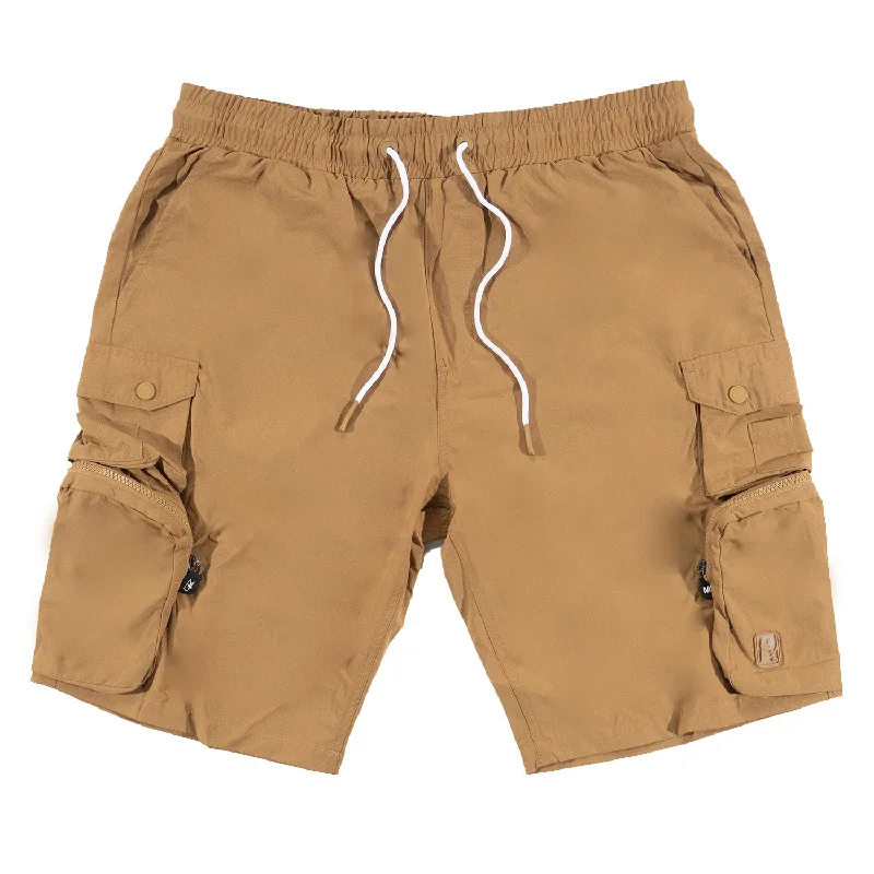 Custom Shorts With Unique Designs-M633 Colton Nylon Spandex Cargo Shorts - Mocha