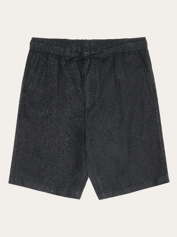 Custom Shorts For Special Occasions-Loose Linen shorts - Black Jet