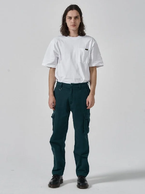 Pants With Custom Logos & Emblems-Hard Yakka x Thrills Slacker Cargo Pant - Yakka Green