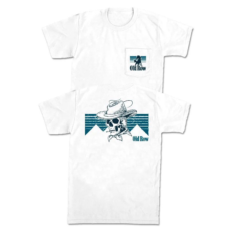 T-Shirts With Custom Graphics-The Cowboy Skull Pocket Tee (White)