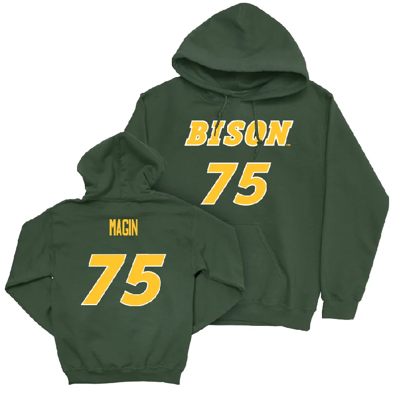 Custom Hoodie With Text & Logo-Green Football Player Hoodie  - Josh Magin