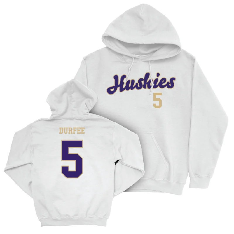 Custom Hoodie For School Uniforms-Football White Script Hoodie   - Zach Durfee