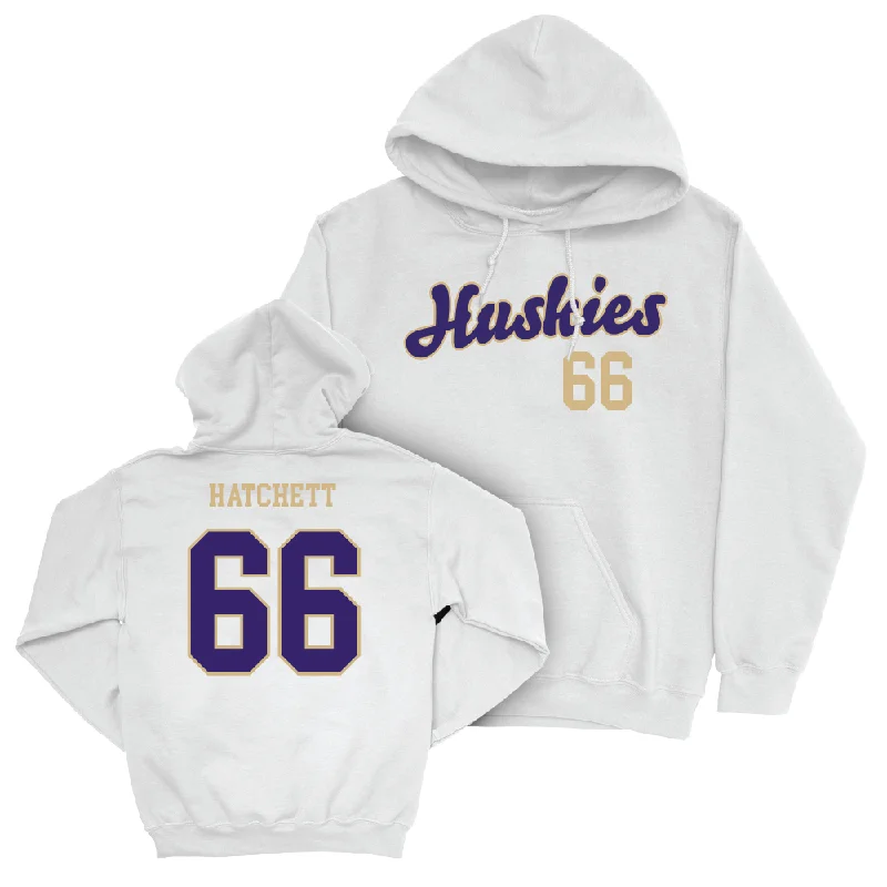 Personalized Hoodie For College Teams-Football White Script Hoodie   - Landen Hatchett