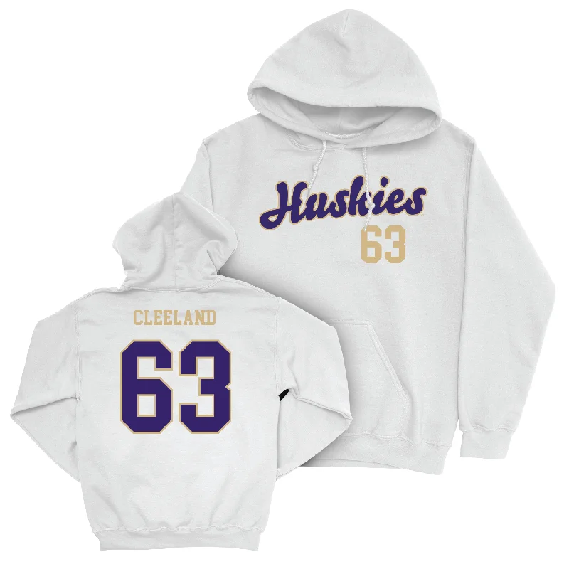 Hoodie For Custom Player Apparel-Football White Script Hoodie - Roice Cleeland