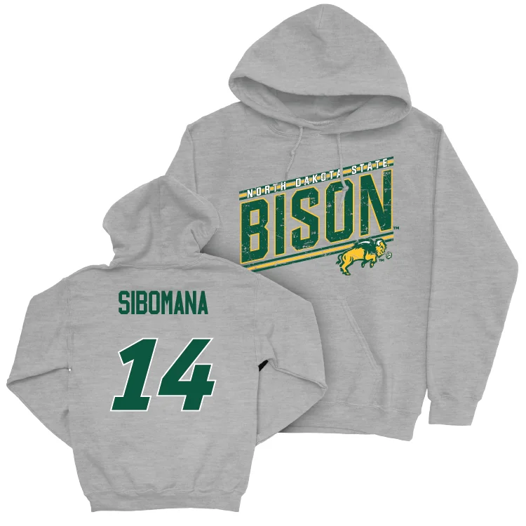 Custom Hoodie With Custom Sleeve Text-Sport Grey Football Vintage Hoodie - Enock Sibomana