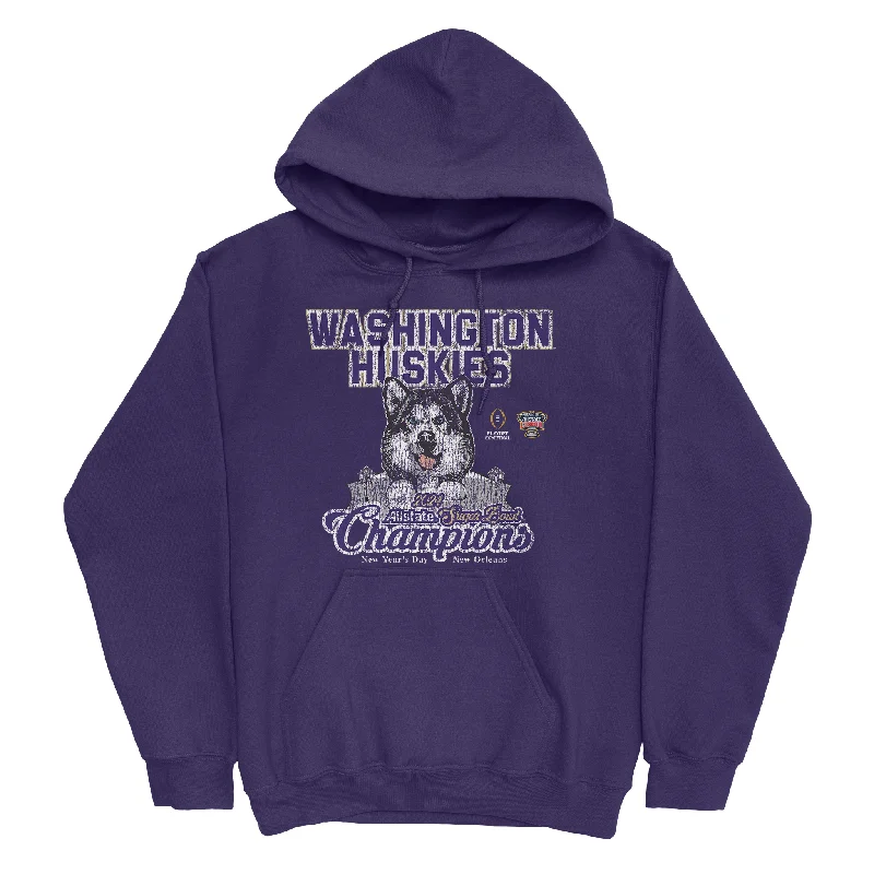 Hoodie With Player Numbers & Logos-Washington Sugar Bowl Champions Hoodie by Retro Brand