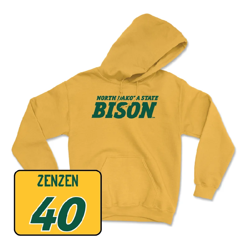 Personalized Hoodie For Group Fundraisers-Gold Football Bison Hoodie - Kaden Zenzen