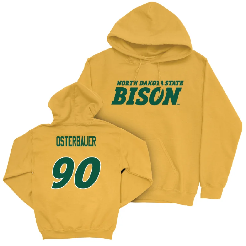 Personalized Hoodie For Fans & Players-Gold Football Bison Hoodie  - Wyatt Osterbauer