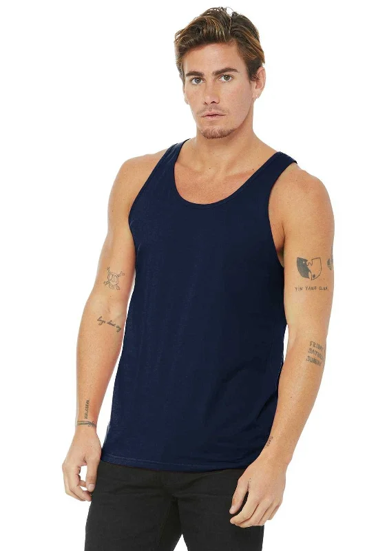 Custom Tank Top For High School Teams-Bella + Canvas 3480 Unisex Jersey Tank - Navy