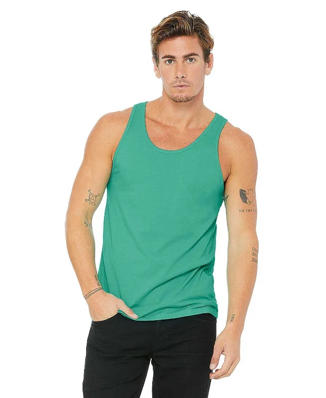 Custom Tank Top With Logos-Bella + Canvas 3480 Unisex Jersey Tank - Teal