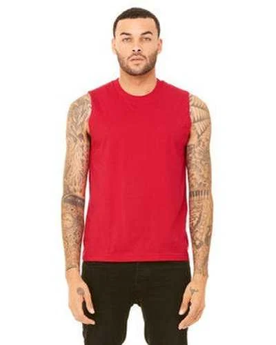 Customizable Tank Top-Bella + Canvas 3483 Unisex Jersey Muscle Tank - Red