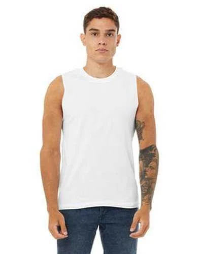 Tank Top With Custom Names-Bella + Canvas 3483 Unisex Jersey Muscle Tank - White