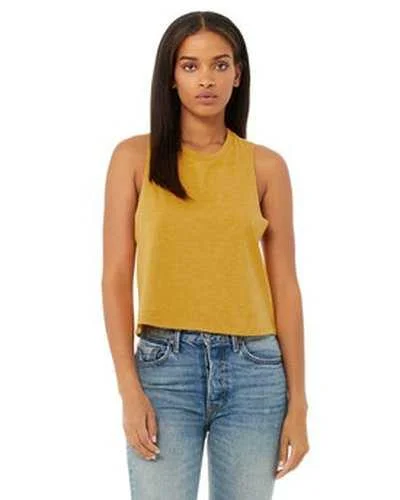 Custom Tank Top For Leagues-Bella + Canvas 6682 Ladies' Racerback Cropped Tank - Heather Mustard