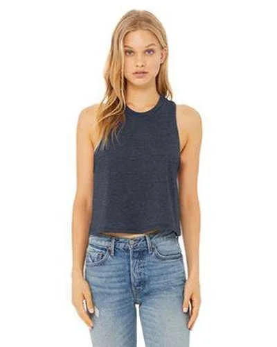 Custom Tank Top For Supporter Gifts-Bella + Canvas 6682 Ladies' Racerback Cropped Tank - Heather Navy