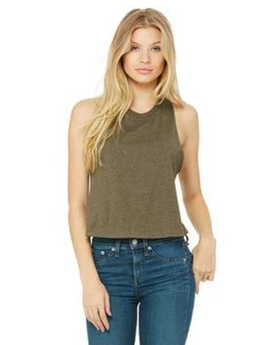 Tank Top For Fundraising Campaigns-Bella + Canvas 6682 Ladies' Racerback Cropped Tank - Heather Olive