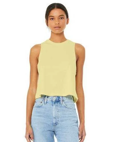 Tank Top For Holiday & Seasonal Events-Bella + Canvas 6682 Ladies' Racerback Cropped Tank - Heather Frnch Vanlla