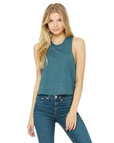 Tank Top For Community Support Events-Bella + Canvas 6682 Ladies' Racerback Cropped Tank - Heather Deep Teal